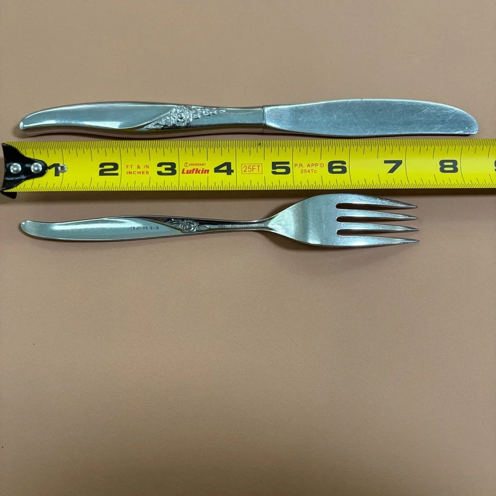 Oneida Rogers Premier La Rose Stainless Flatware Set 9pc Vintage Forks Spoons